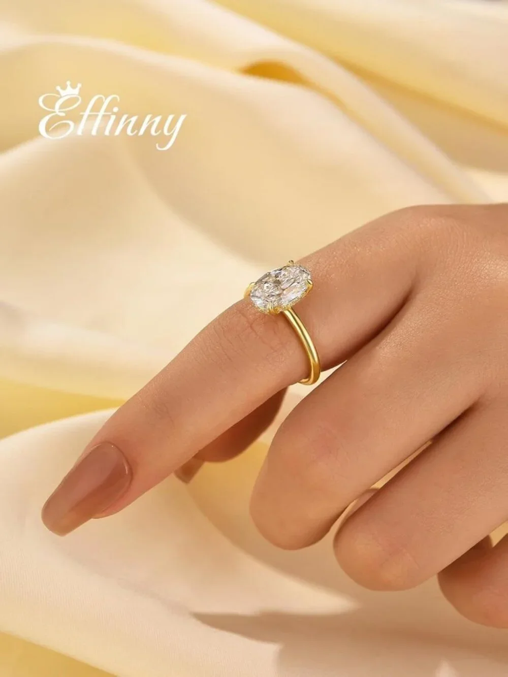 Stunning 3.5 Carat Elongated Oval Cut Engagement Ring, 925 Sterling Silver